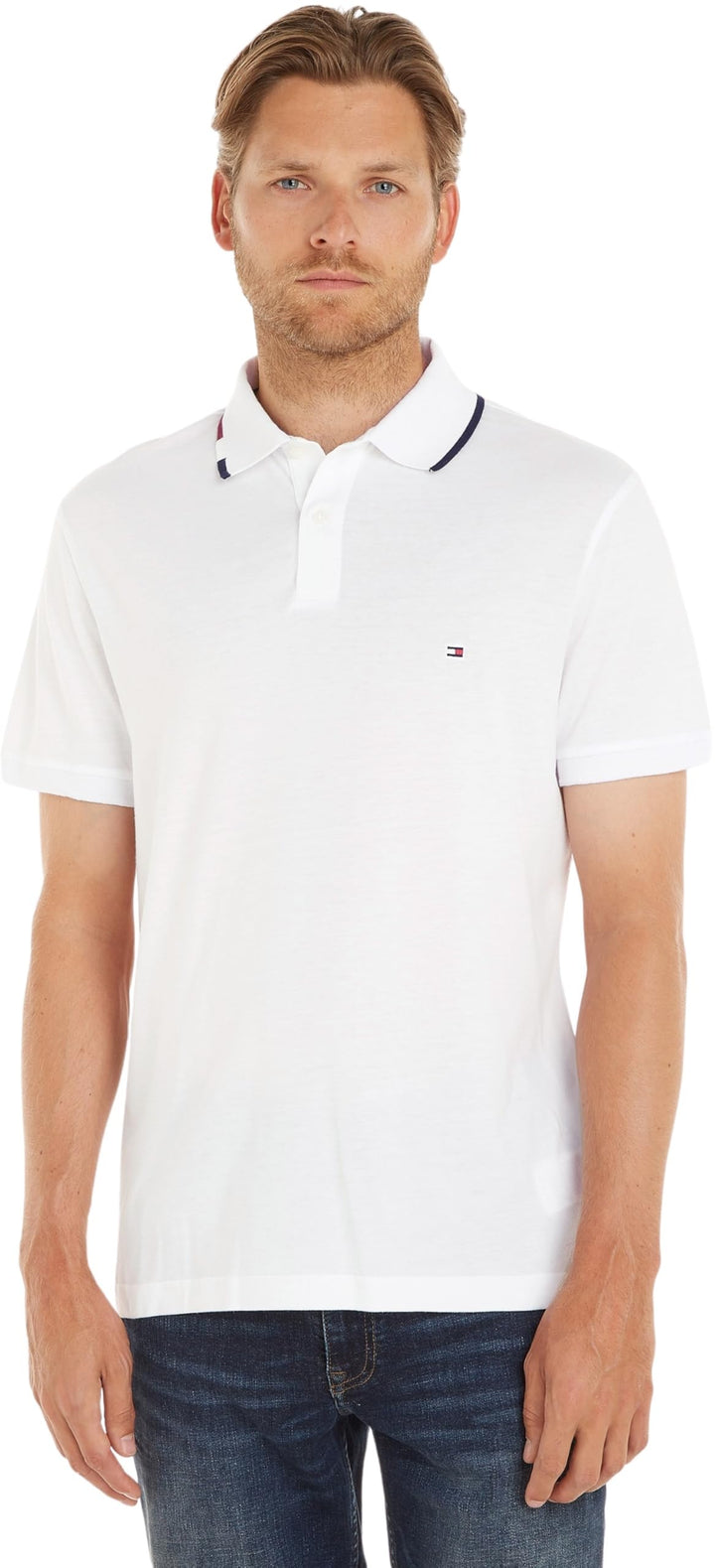 Tommy Hilfiger Herren RWB Tencel Baumwolle S/S Poloshirts M Weiss (White), M Weiß (White)