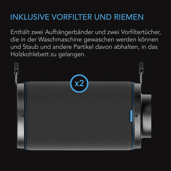 AC Infinity Aktivkohlefilter 250 mm – mit Premium-Aktivkohle aus Australien, passend für Inline-Lüft