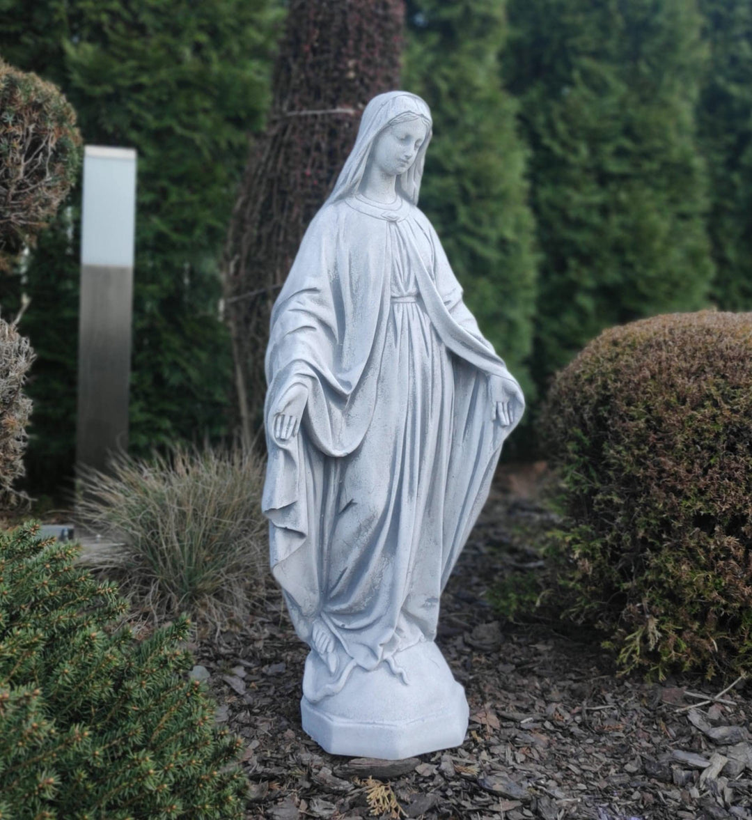 Figur Maria, Outdoor- oder Indoor-Skulptur aus rekonstruiertem Stein, religiöse Statue