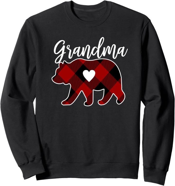 Oma-Bär-Weihnachtsbüffel-Plaid-Dekoration Sweatshirt