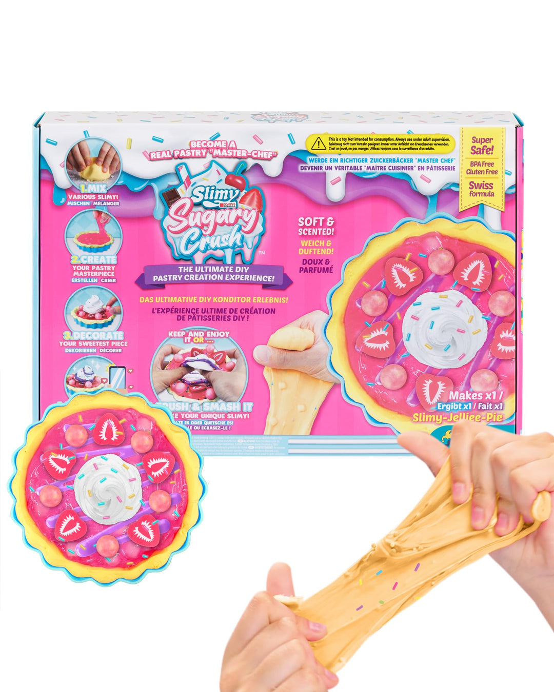 SLIMY Sugary Crush - Jelliee-Pie, Slime und Knete Kreativ-Set, Backspiel zum selber Mischen, Formen