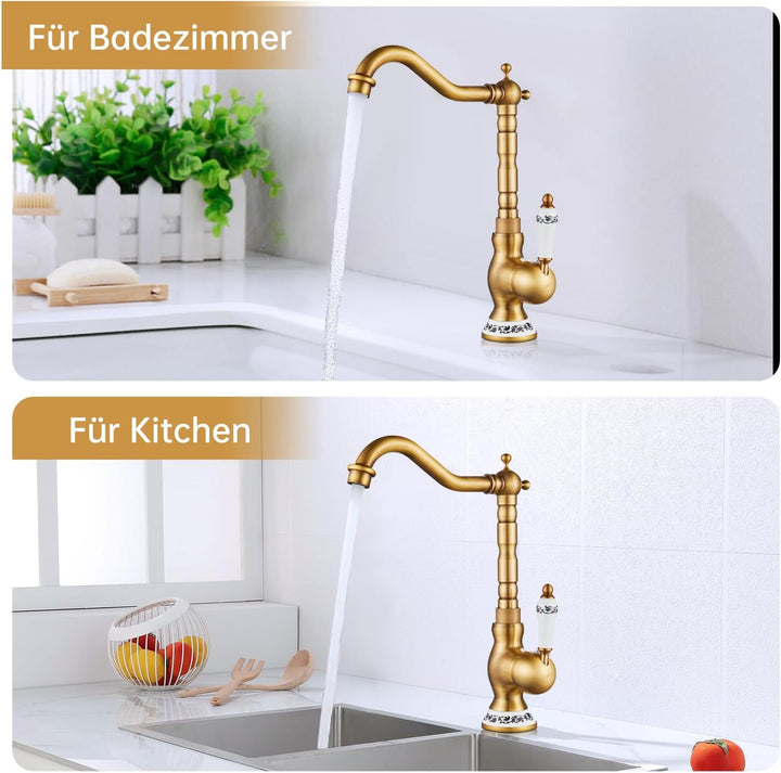 Wasserhahn Küche Waschtischarmatur Bad Mischbatterie Badarmatur Küchenarmatur für Bad Küchen, Armatu