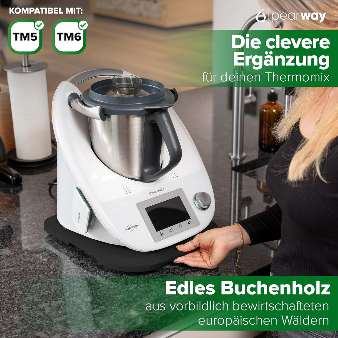 PEARWAY Gleitbrett Thermomix TM6/TM5 | MADE IN EU aus massivem Buchenholz | leichtes Verschieben | T