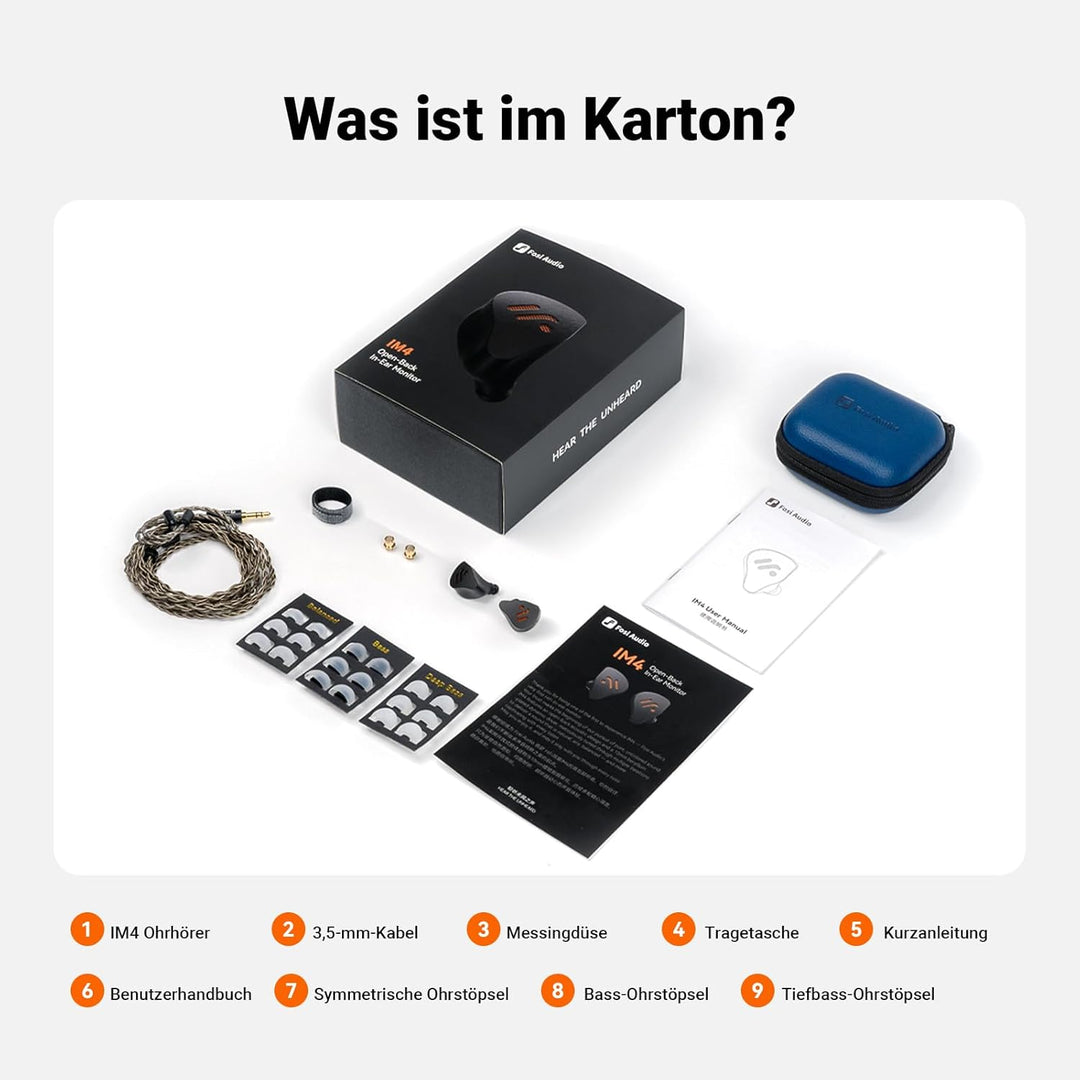 Fosi Audio IM4 Offene Hi-Fi-In-Ear-Monitor-Kopfhörer, 10-mm-Beryllium-Treiber, N52-Doppelmagnet und