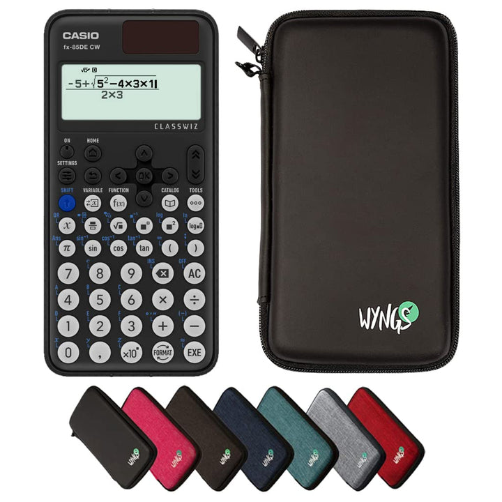 CALCUSO Sparpaket: Casio FX-85DE CW ClassWiz technisch-wissenschaftlicher Schulrechner + WYNGS Schut