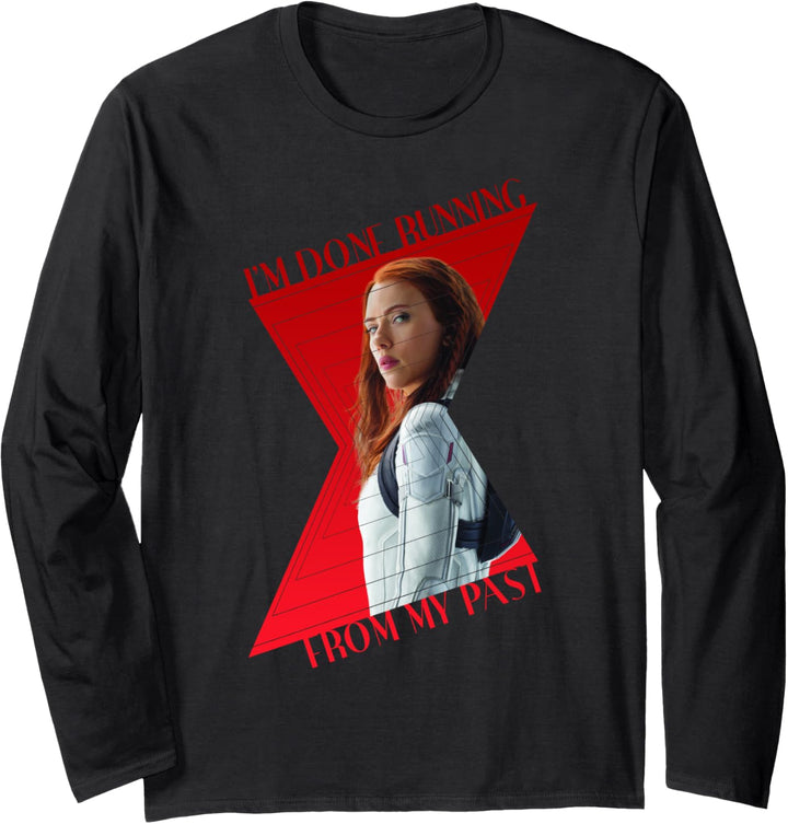 Marvel Black Widow I'm Done Running Logo Portrait Langarmshirt