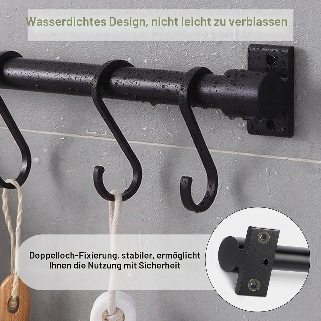 Schwarzer Aluminium-Utensilienhalter, Küchenregal, Wandmontage, Küchenschiene, Pfannenaufhänger mit
