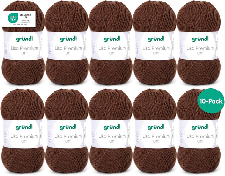 Gründl Wolle Lisa Premium Uni Strickgarn aus 100 % Polyacryl, Garn zum Häkeln/ Stricken 50 g / 133 m
