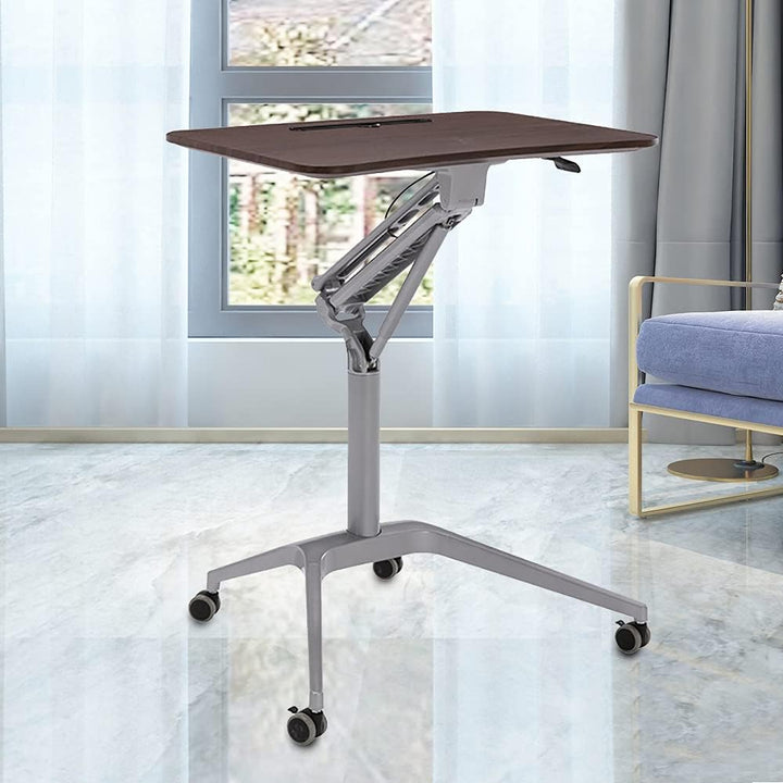 44" Laptoptisch mit Rollen Stehpult Höhenverstellbar Laptop Ständer Mobile Workstation Kompakter Sta