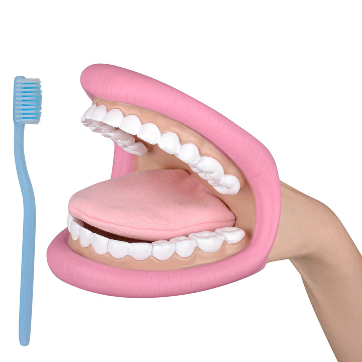 Ultrassist Mund Handpuppe mit Zunge für Kinder, Mundpuppe für Sprachtherapie, inklusive Zahnbürste