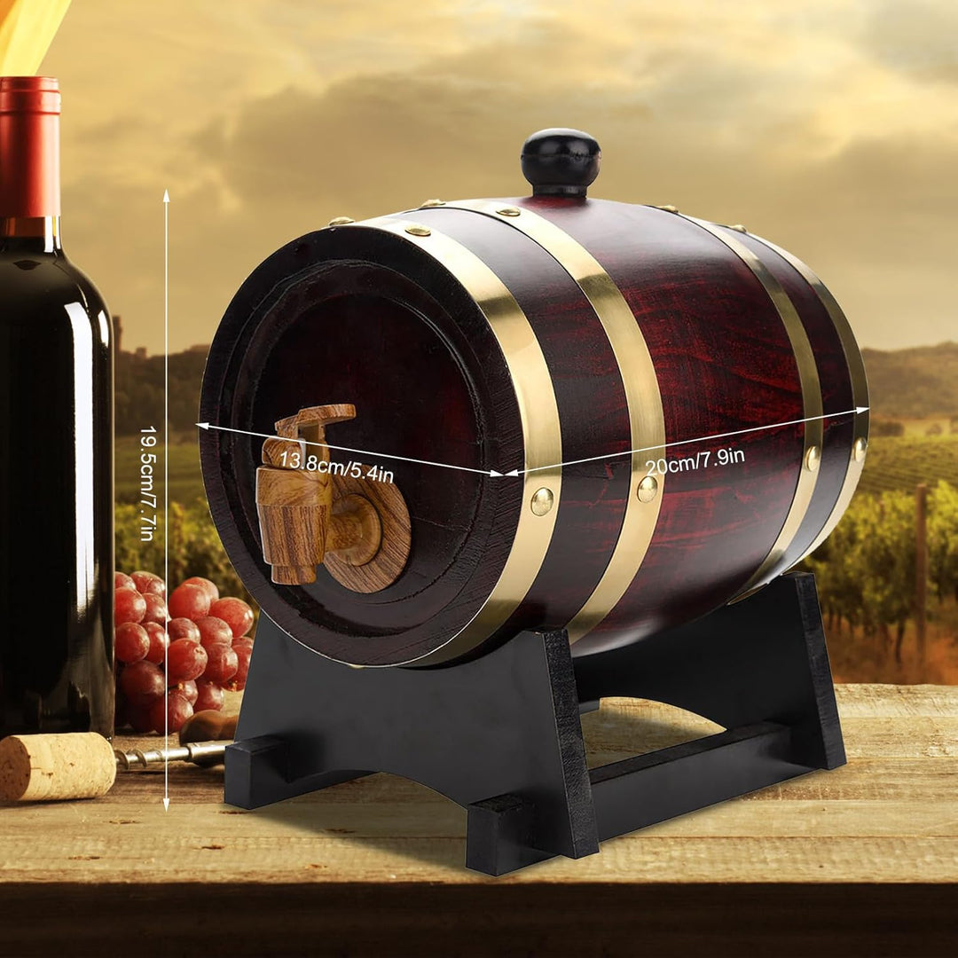 1,5L/ 3L/ 5L/ 10L Holzfass Bierfrässer Weinfass mit Zapfhahn, Stopfen und Holzbock, Heimbrauen Bierb