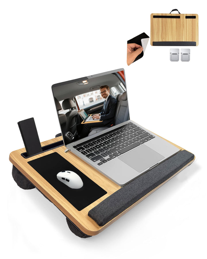 Laptopunterlage 55x34cm für Heim Bett Sofa mit Knietablett mit Kissen,Handgelenkauflage Handyhalter,