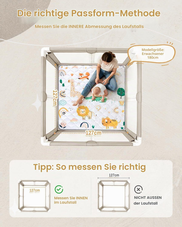 Krabbeldecke Für Baby 127 x 127CM, Krabbelmatte Baby Faltbar, Weich und Rutschfest Spielmatte Baby,