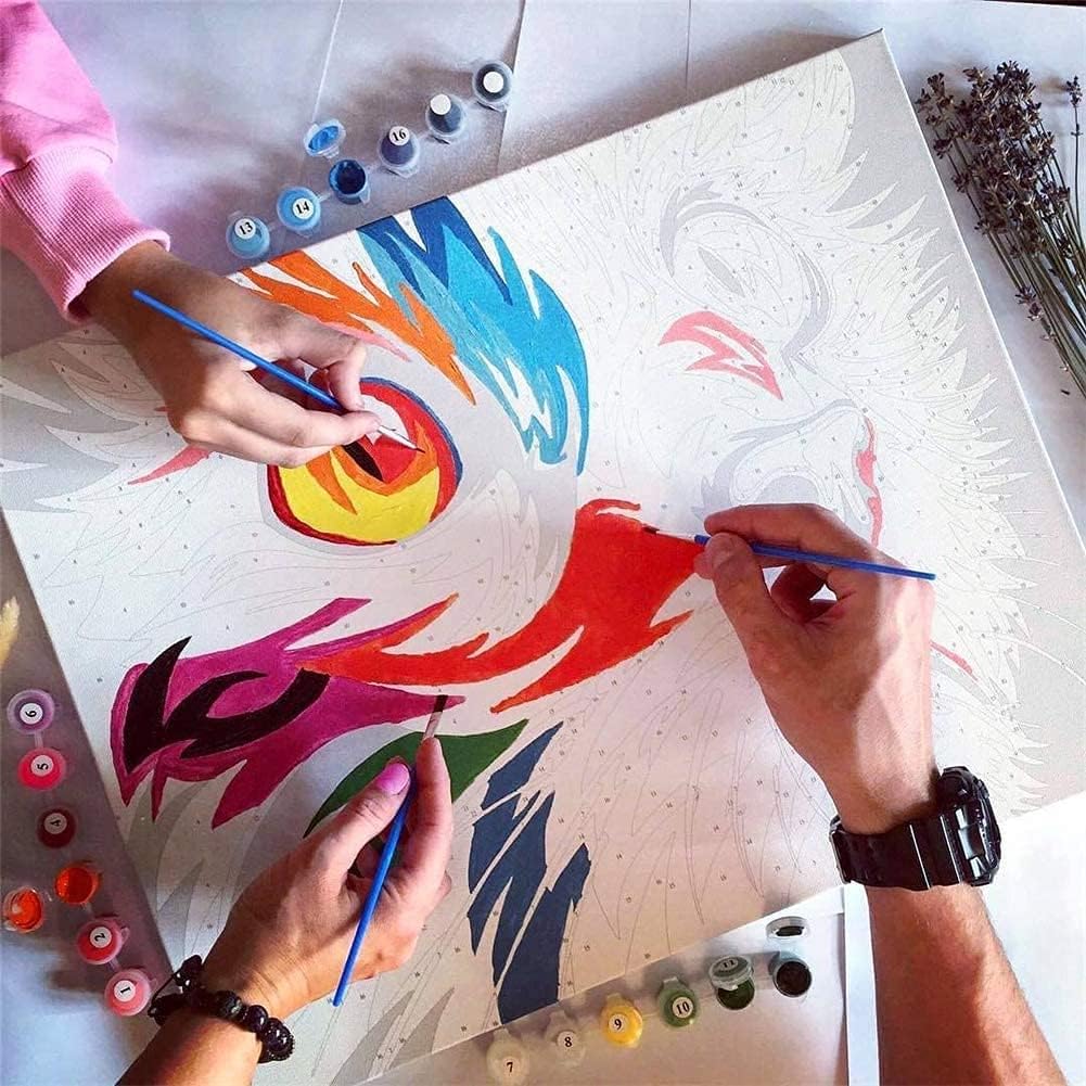 KOMKING Malen nach Zahlen für Kinder und Erwachsene mit Rahmen, DIY Acryl Malen nach Zahlen Leinwand
