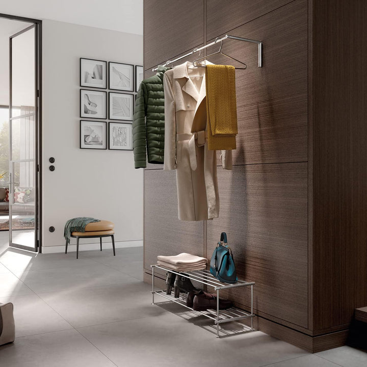 PHOS Design, G13-1000, 100 cm breite Edelstahl-Wandgarderobe 100 cm Breite, ohne Ablage, 100 cm Brei