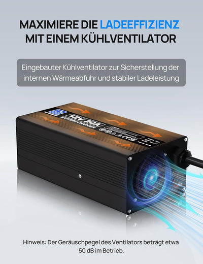 ECO-WORTHY 14,6V 20A LiFePO4 Ladegerät mit Anderson Stecker, 3-stufiges Lithium Akku Batterieladeger