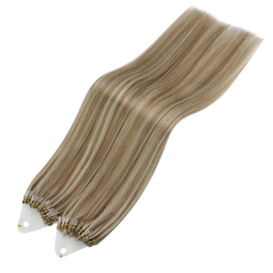 YoungSee Microring Extensions Echthaar Braun Blond 55cm Microring Hair Extensions Blond Microring Ex
