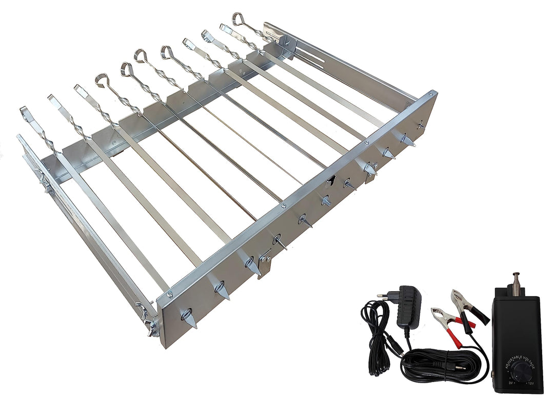 Neu walexo Spiessdreher (universell), incl. 11 Edelstahlspiesse mit verschiedenen Motoren (mit Motor