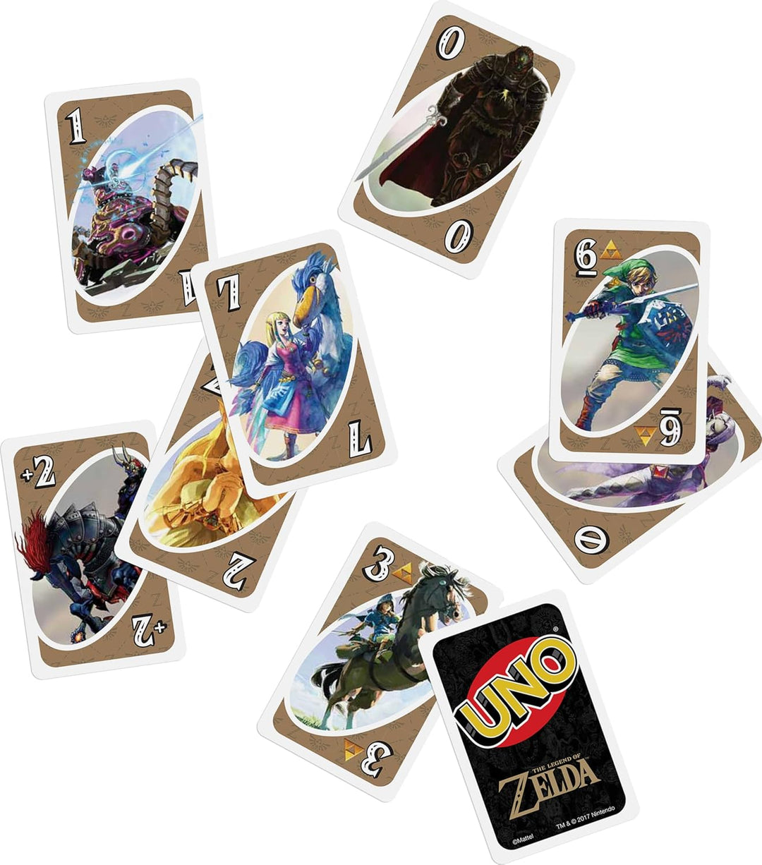 Mattel Games UNO The Legend of Zelda, Kartenspiel für den Familienabend mit Grafiken aus The Legend