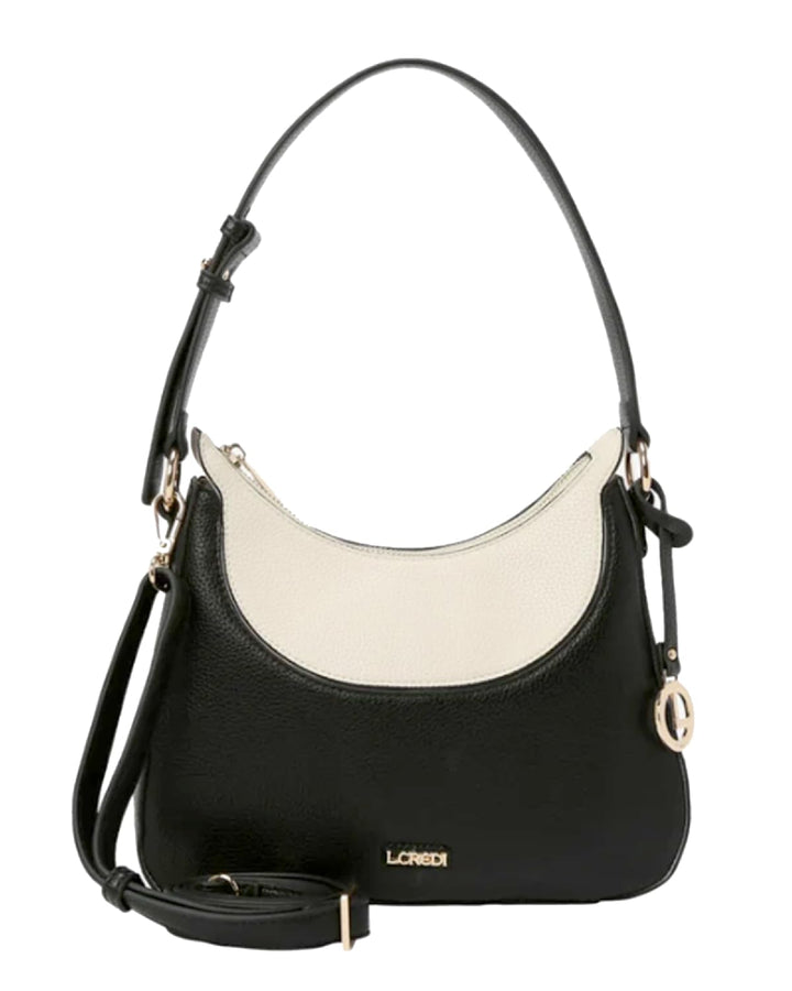 L.CREDI Hobo-Bag LILIEN Damen-Umhängetasche Colorblock 27x9x22 Schwarz, Schwarz