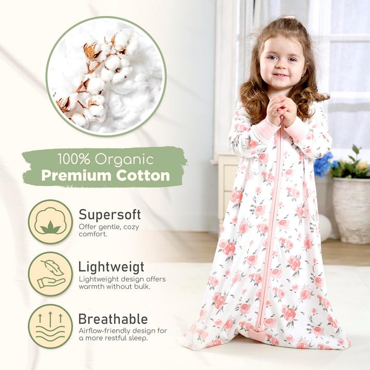 Mama Cheetah Baby Schlafsack, Bio-Baumwolle, Tragbare Babydecke, Schlafsack mit 2-Wege-Reissverschlu