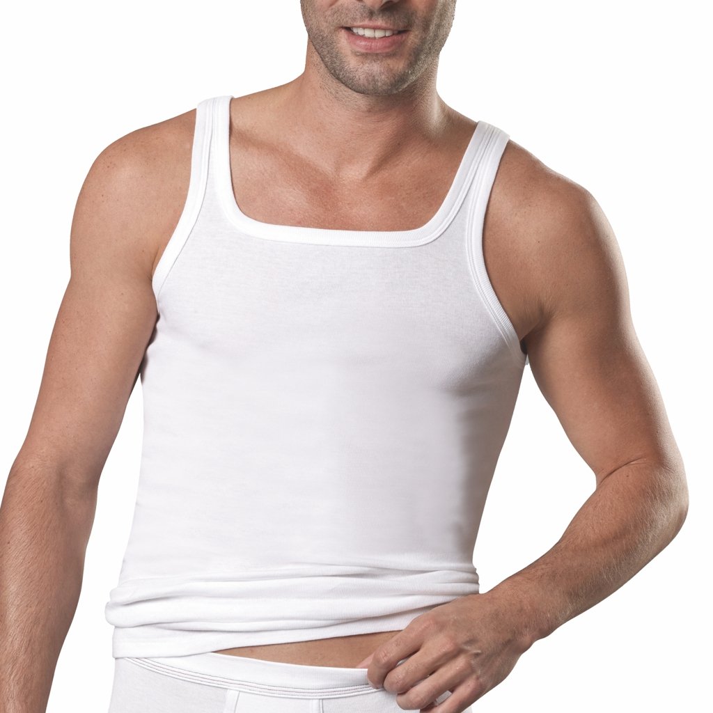 5er Pack Herren Unterhemd Feinripp - Sport-Jacke - 100% supergekämmte Baumwolle - Weiss Trockner gee