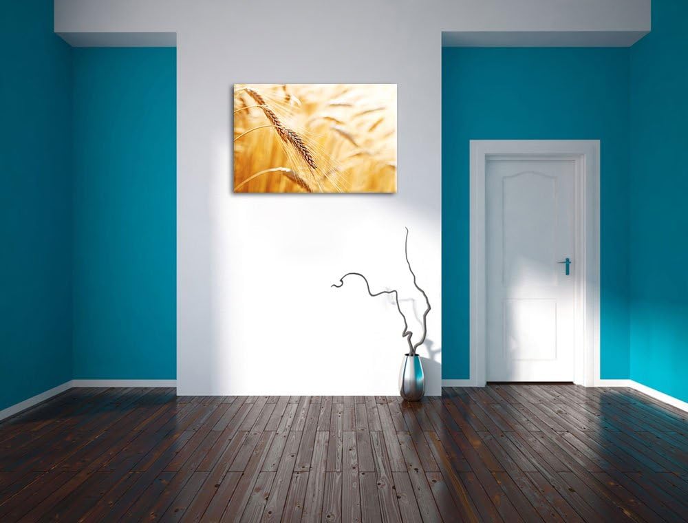 Weizen auf dem Feld Format: 100x70 auf Leinwand, XXL riesige Bilder fertig gerahmt mit Keilrahmen, K