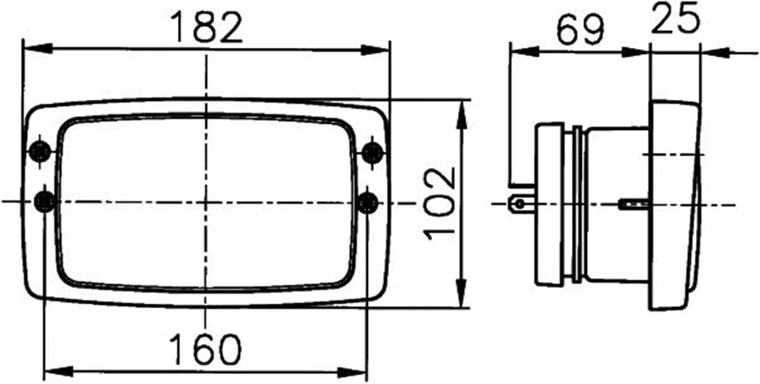 HELLA - Halogen-Hauptscheinwerfer - Modul 6213 - für u.a. Claas / Fendt - ECE - für Rechtsverkehr -