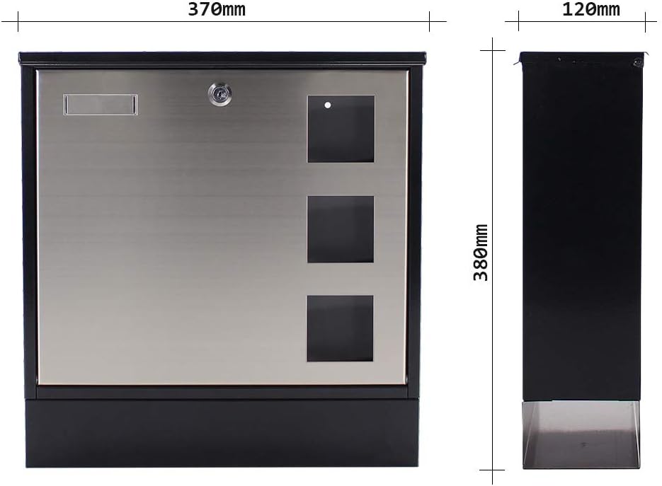 Rottner Briefkasten Design Mailbox Zylinderschloss 2 Schlüssel Sichtfenster Zeitungsbox Namensschild