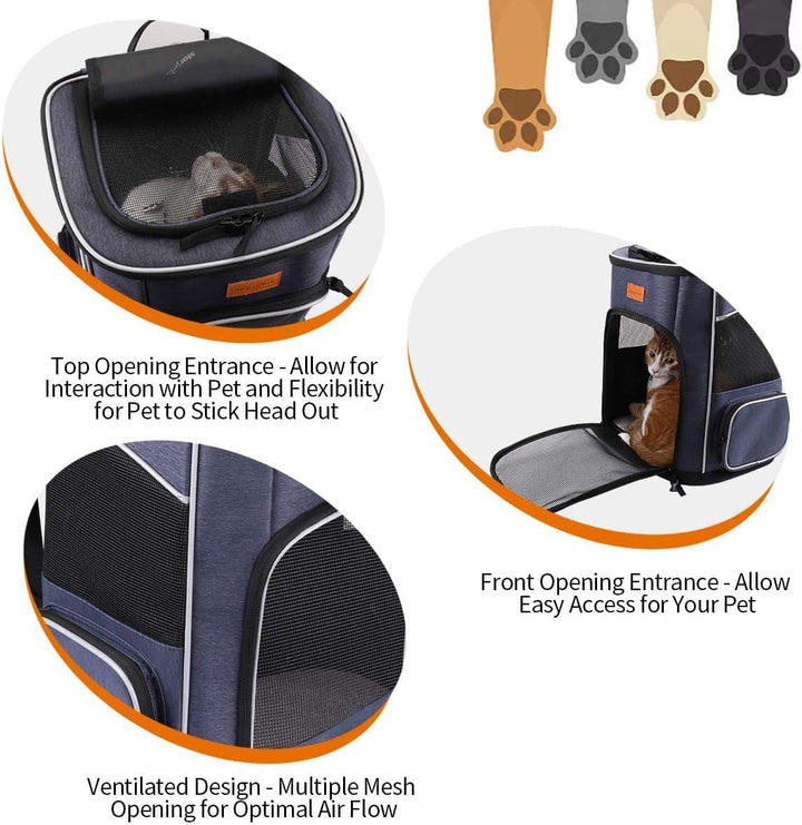 morpilot Katzenrucksack, Hunderucksack für Katzen und Hunde Welpen, Atmungsaktive und Faltbare Haust