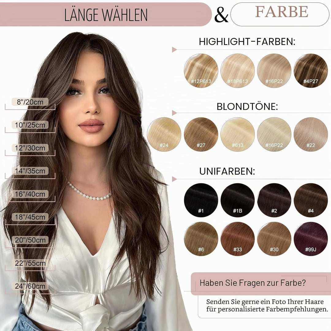 SEGO Clip in Haarverlängerung Echthaar Haar Extensions 8 Tressen Haarteil 100% Remy Human Haar dünn
