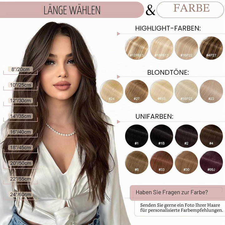 SEGO Clip in Haarverlängerung Echthaar Haar Extensions 8 Tressen Haarteil 100% Remy Human Haar dünn