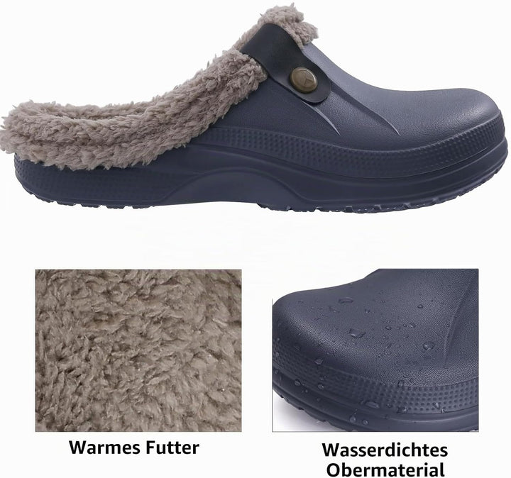 Clogs Hausschuhe Gefüttert Damen Herren Warm Winter Gartenschuhe Wasserdicht Wärme Gartenclogs rutsc