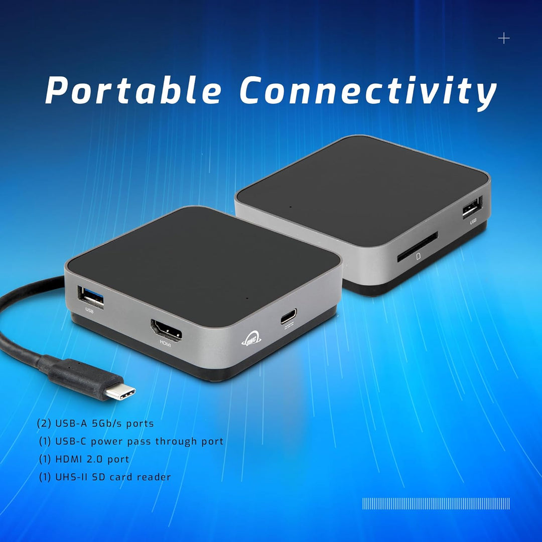 OWC - USB-C Travel Dock - 5 Ports (USB-C, USB-C 100W, USB 3.1, HDMI, SD Reader) Space Gray