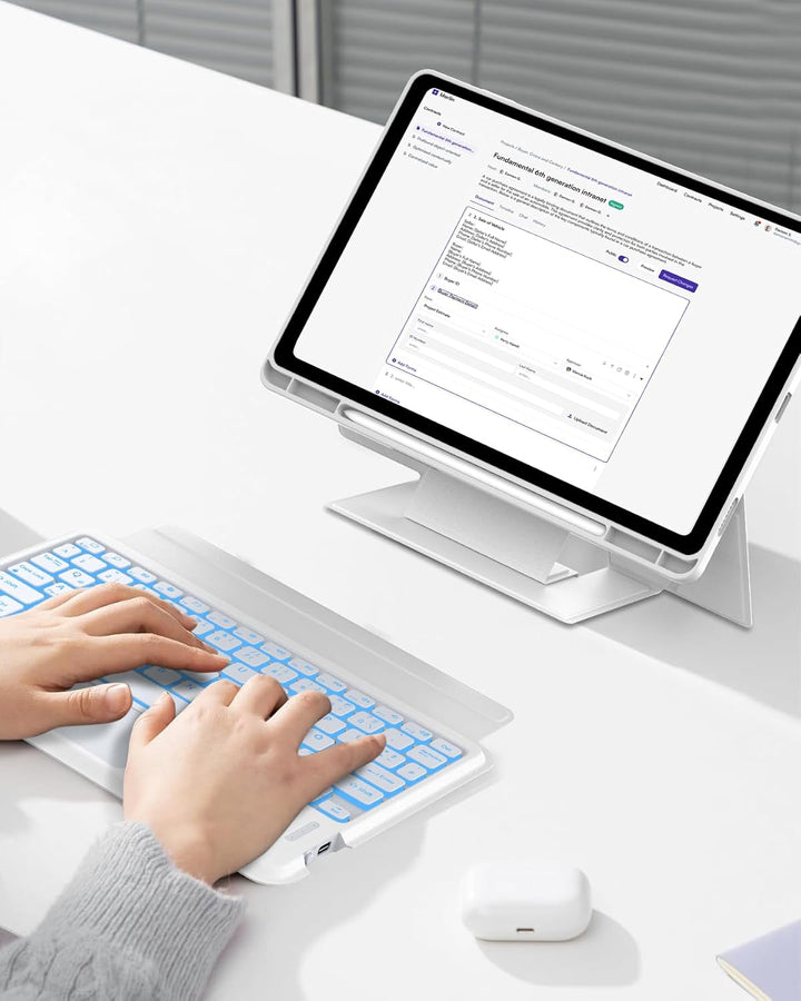 Nuo Ergonomische Hülle mit Tastatur für Samsung Galaxy Tab S10 FE/S9 FE/S9 10,9/11 Zoll 2025/2023 SM