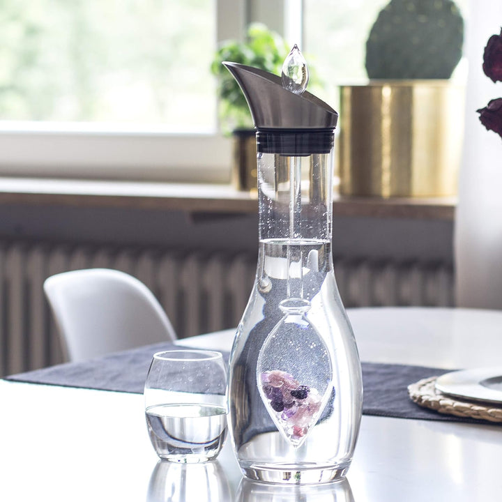 Vitajuwel Wellness Edelsteinwasserset für Zuhause (Karaffe Era & Phiole) mit Amethyst, Rosenquarz &