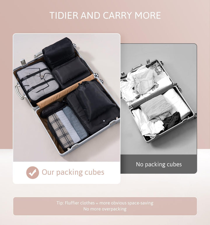 Meowoo 8-teilig Koffer Organizer Set, Packing Cubes, Packwürfel für Urlaub & Business, Reise Organiz