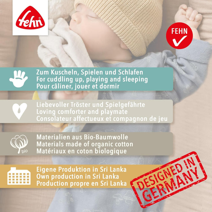Fehn Schmusetuch Hase fehnNATUR - Spielkamerad & Stofftier-Schnuffeltuch mit Baumwolle aus kontrolli