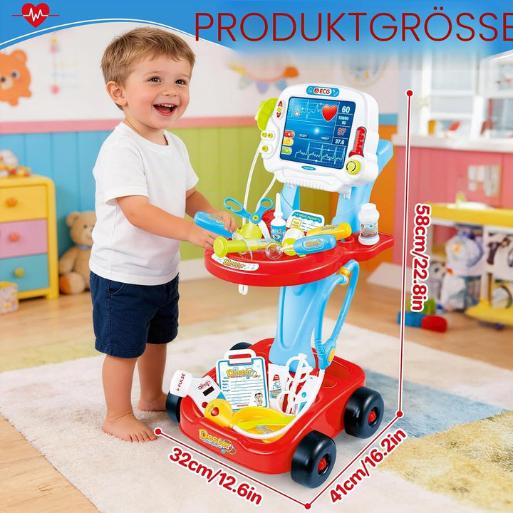 deAO Toys Little Doctor tragbares Krankenhaus-Spielset für Kinder, für Rollenspiele, mit