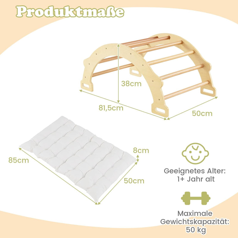 COSTWAY Kletterbogen mit weichem Kissen, Kletterdreieck zum Wippen, Klettern und Krabbeln, Indoor Kl