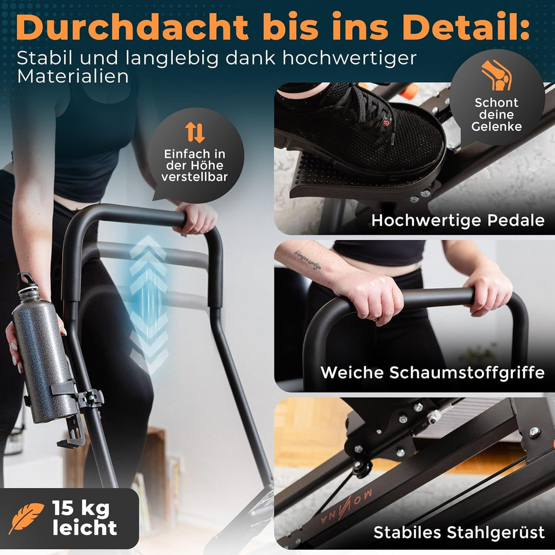 Stairmaster für Zuhause – Movana Treppensteiger Fitnessgerät mit 3 Schwierigkeitsstufen, Testsieger,