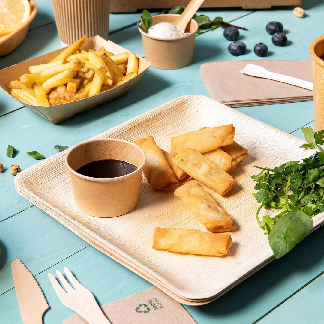 BIOZOYG Einwegteller 25 Stück 18x18cm Palmblatt-Teller - Einweggeschirr kompostierbar - hochwertige