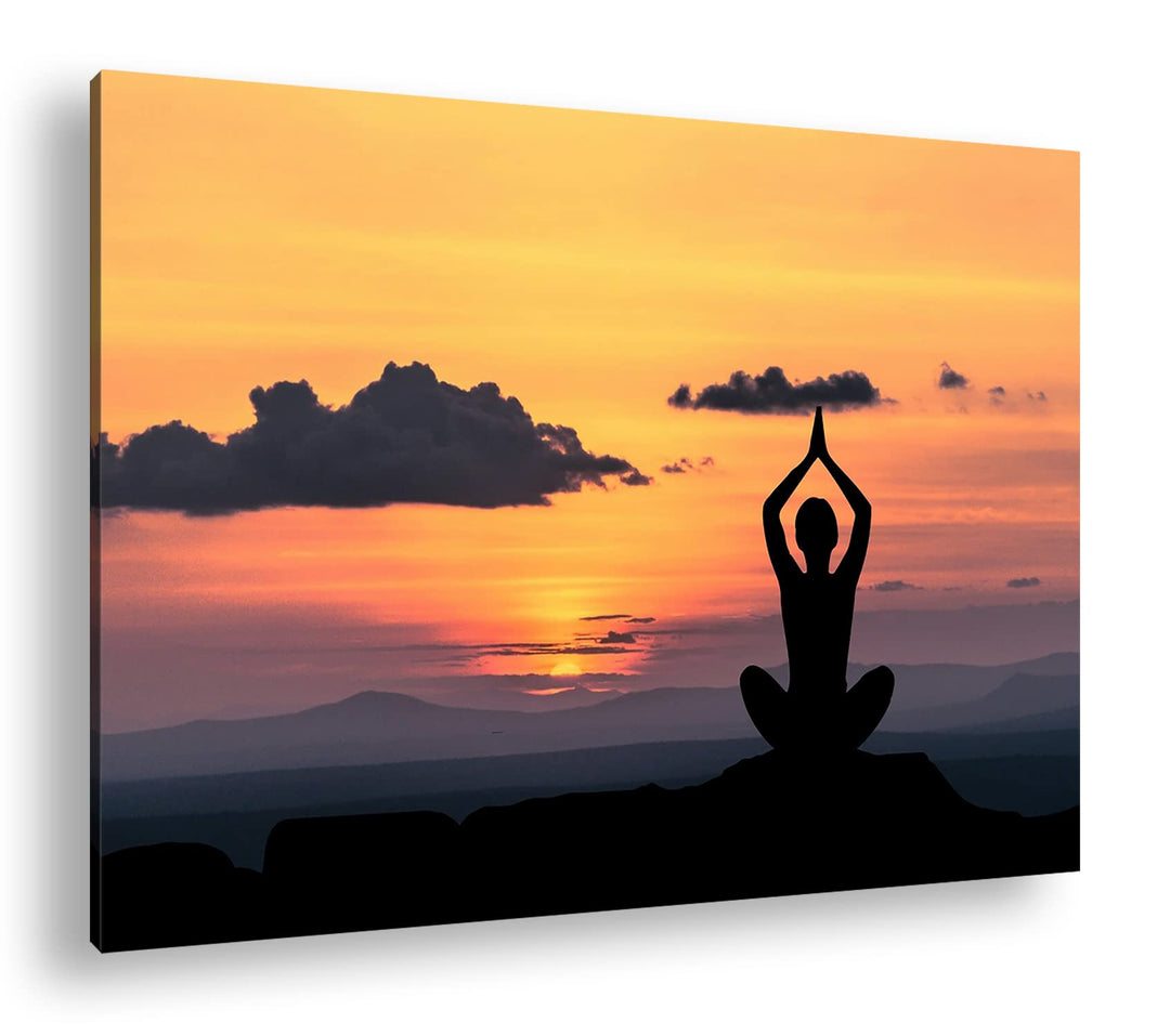 deyoli Yoga Meditation am Meer Format: 120x80 als Leinwandbild, Motiv fertig gerahmt auf Echtholzrah