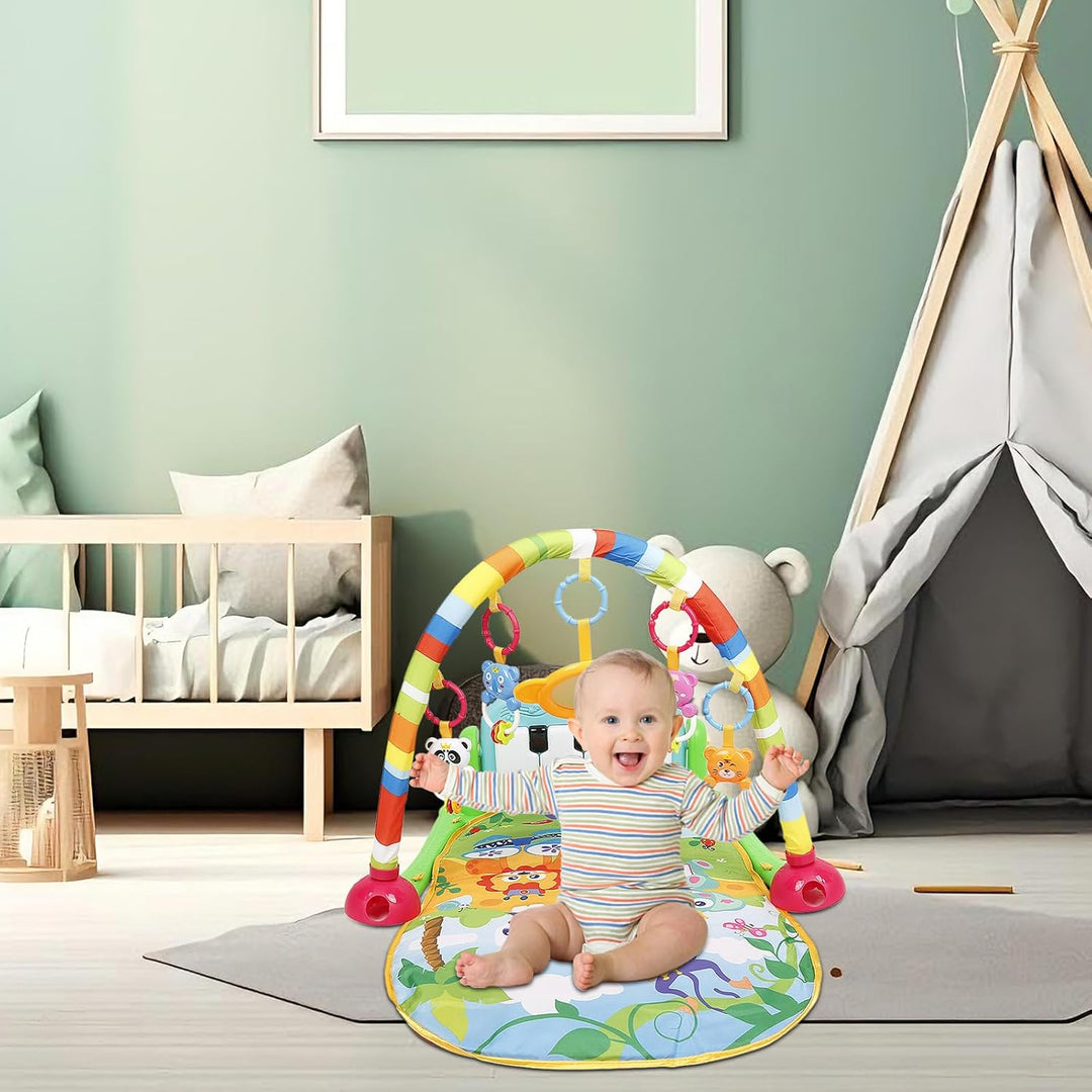 Baby Spielmatte mit Spielbogen – 4-in-1 Krabbeldecke, Activity-Decke für 0-3 Jahre, inkl. 4 abnehmba