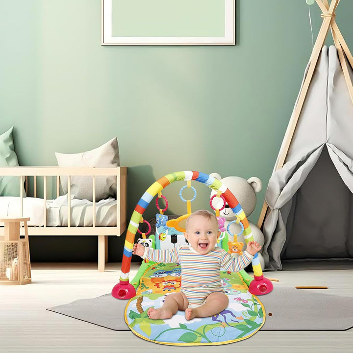 Baby Spielmatte mit Spielbogen – 4-in-1 Krabbeldecke, Activity-Decke für 0-3 Jahre, inkl. 4 abnehmba
