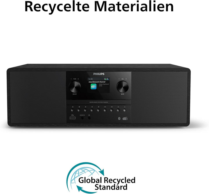 Philips TAM6500/10 100-Watt-Mikro-Musiksystem, Bluetooth 6.0, Auracast, DAB+/UKW-Radio, CD/USB/Audio