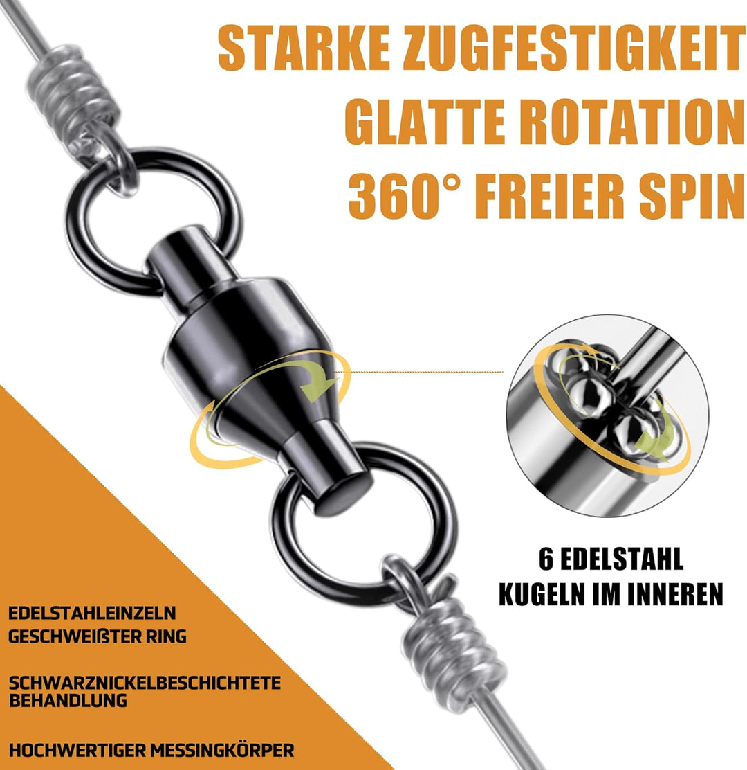 50stk Angeln Kugellager Wirbel Set High Stärke Wirbel mit Geschweisstem Ringe Angelzubehör #0#1#2#3#