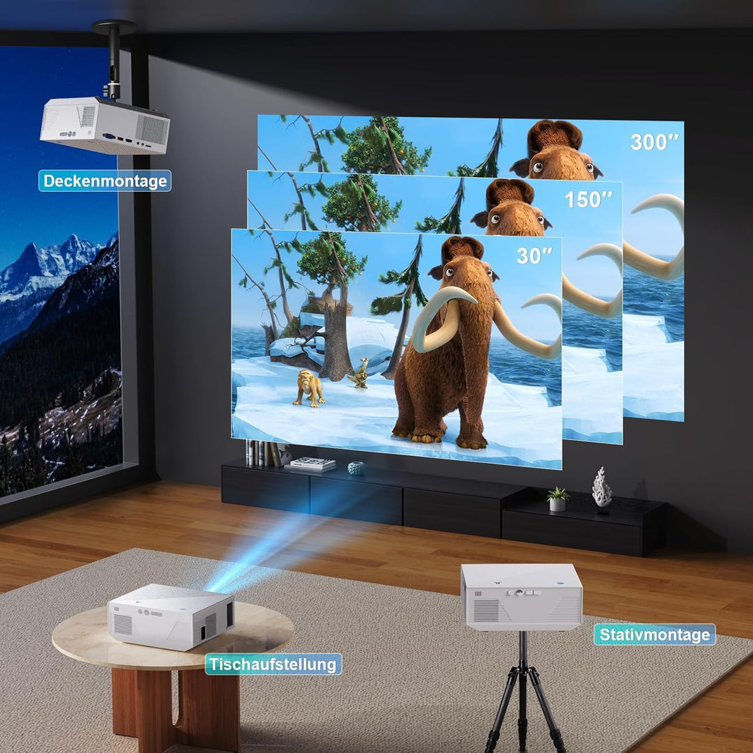 ZDK Mini Beamer 4K Unterstützt,Full HD 1080P Beamer mit Bluetooth und WiFi,20000 Lumen Tragbarer Pro