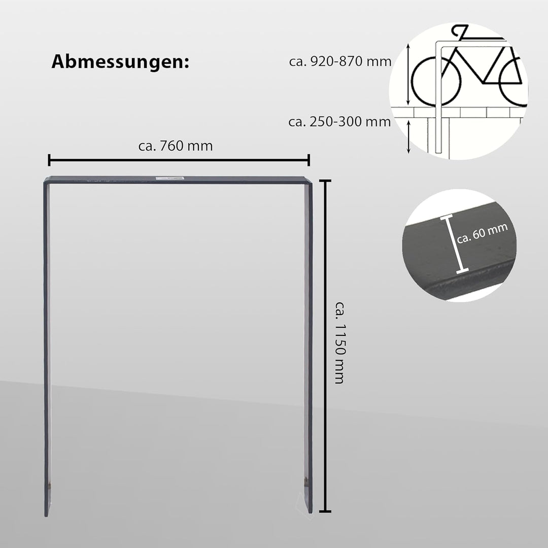 Fahrrad Anlehnbügel zum Einbetonieren aus Flachstahl Fahrradständer Anlehnständer