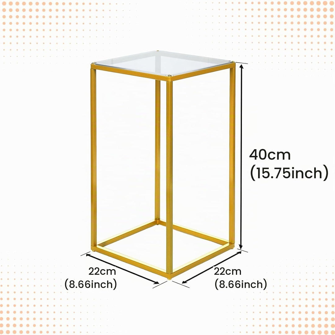 YALLOVE 2 Pcs 40cm Metall Blumenständer, Gold Mittelstücke Vasen Stand mit klaren Acrylplatten, geom